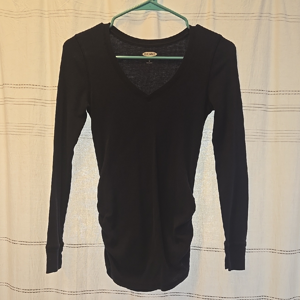 Old Navy V neck Maternity Navy Blue Thermal Top Stretchy And Comfy Size XS